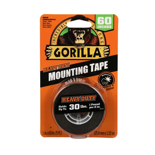 Heavy Duty Mounting Tape, Permanent, Holds Up To 30 Lbs, 1" X 60", Black 1