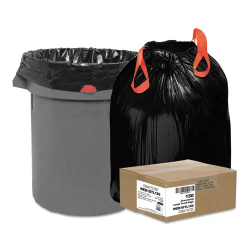 Heavy-Duty Trash Bags, 33 Gal, 1.2 Mil, 33.5" X 38", Black, 150-Box 1