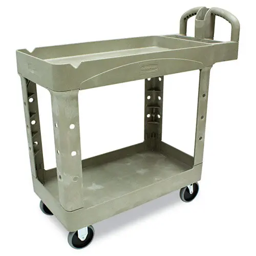 Heavy-Duty Utility Cart, Two-Shelf, 17.13W X 38.5D X 38.88H, Beige 1