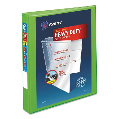 Heavy-Duty View Binder With Durahinge And One Touch Ezd Rings, 3 Rings, 1" Capacity, 11 X 8.5, Chartreuse 1