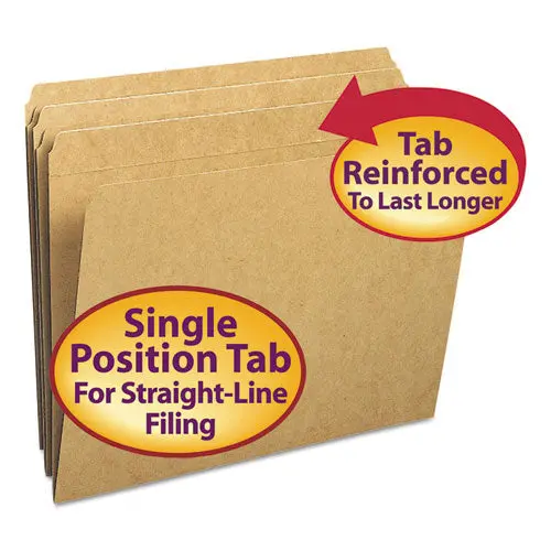 Heavyweight Kraft File Folders, Straight Tab, Letter Size, 11 Pt. Kraft, 100-Box 1