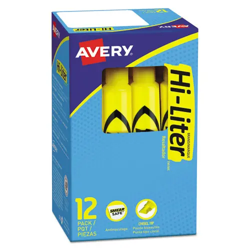 Hi-Liter Desk-Style Highlighters, Chisel Tip, Yellow, Dozen, (7742) 1
