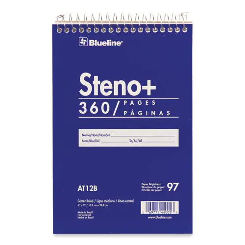 High-Capacity Steno Pad, Medium-College Rule, Blue Cover, 180 White 6 X 9 Sheets 1