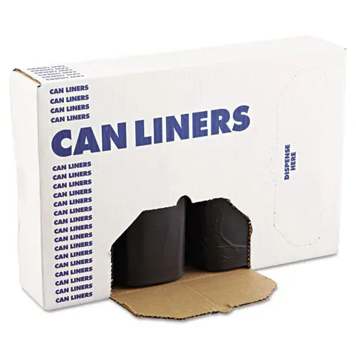 High-Density Can Liners, 60 Gal, 14 Microns, 38" X 58", Black, 200-Carton 1
