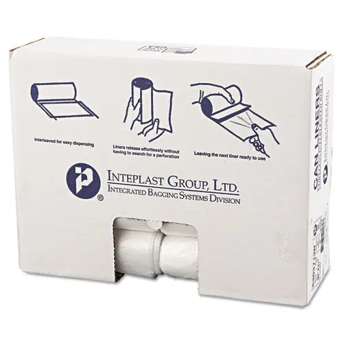 High-Density Interleaved Commercial Can Liners, 30 Gal, 13 Microns, 30" X 37", Clear, 500-Carton 1