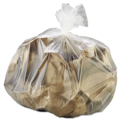 High-Density Interleaved Commercial Can Liners, 30 Gal, 8 Microns, 30" X 37", Clear, 500-Carton 1