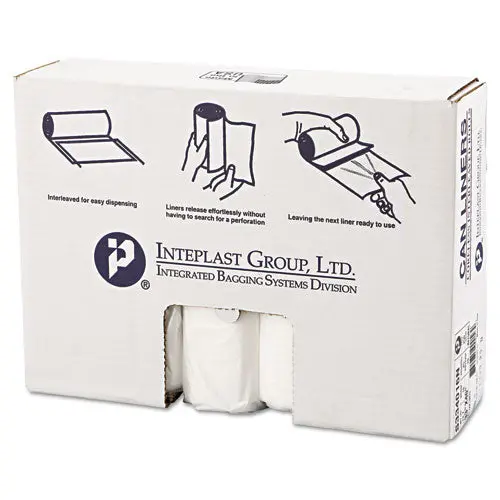 High-Density Interleaved Commercial Can Liners, 33 Gal, 16 Microns, 33" X 40", Clear, 250-Carton 1