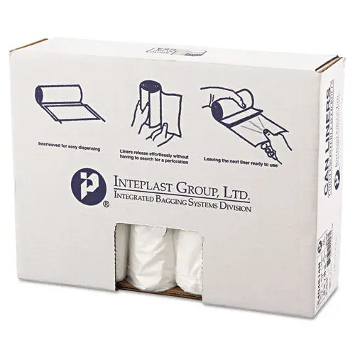 High-Density Interleaved Commercial Can Liners, 45 Gal, 14 Microns, 40" X 48", Clear, 250-Carton 1