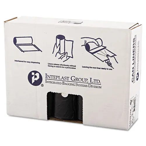High-Density Interleaved Commercial Can Liners, 45 Gal, 16 Microns, 40" X 48", Black, 250-Carton 1