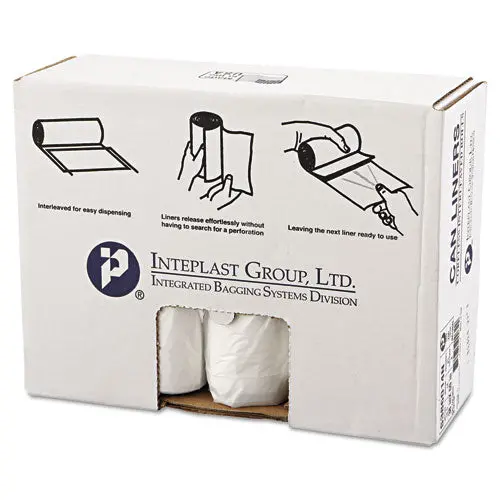 High-Density Interleaved Commercial Can Liners, 60 Gal, 14 Microns, 38" X 60", Clear, 200-Carton 1