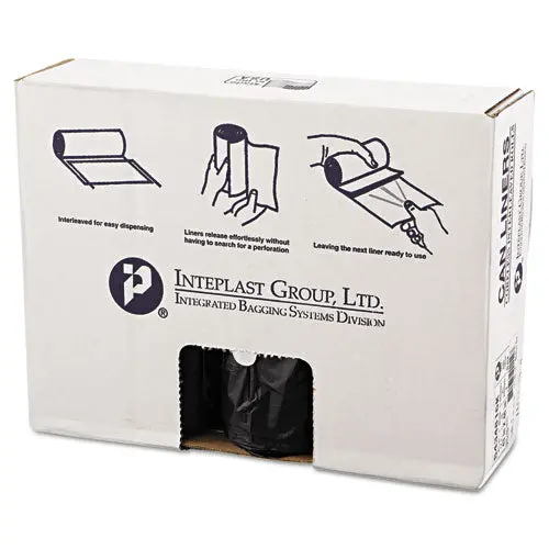High-Density Interleaved Commercial Can Liners, 60 Gal, 16 Microns, 43" X 48", Black, 200-Carton 1