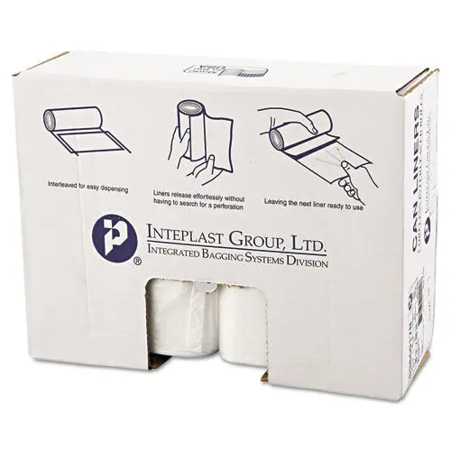 High-Density Interleaved Commercial Can Liners, 60 Gal, 17 Microns, 38" X 60", Clear, 200-Carton 1