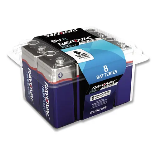 High Energy Premium Alkaline 9V Batteries, 8-Pack 1