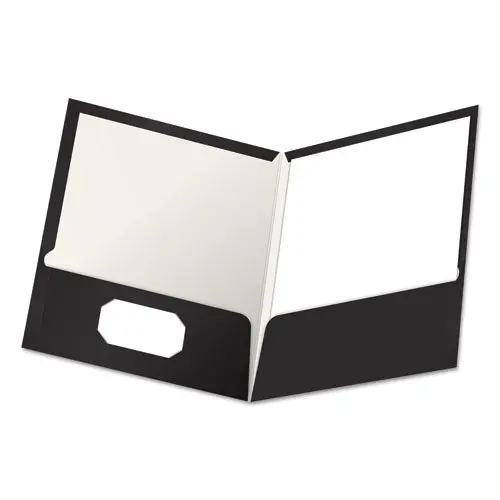 High Gloss Laminated Paperboard Folder, 100-Sheet Capacity, Black, 25-Box 1