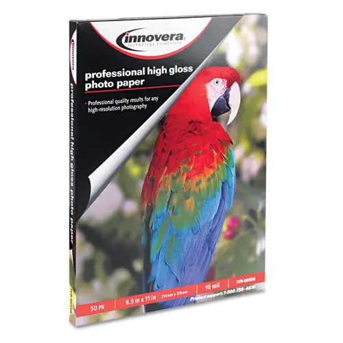 High-Gloss Photo Paper, 10 Mil, 8.5 X 11, High-Gloss White, 50-Pack 1