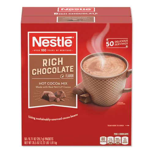 Hot Cocoa Mix, Rich Chocolate, 0.71 Oz Packets, 50-Box, 6 Box-Carton 1
