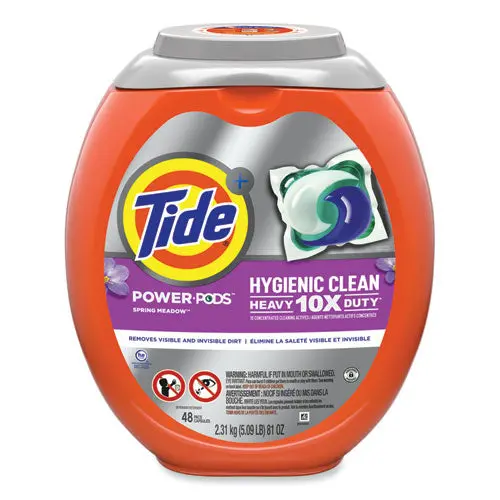 Hygienic Clean Heavy 10X Duty Power Pods, Spring Meadow Scent, 81 Oz Tub, 48 Pods-Tub, 4 Tubs-Carton 1