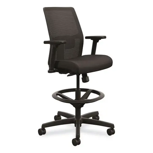 Ignition 2.0 Ilira-Stretch Mesh Back Task Stool, Supports Up To 300 Lb, 23" To 32" Seat Height, Black 1
