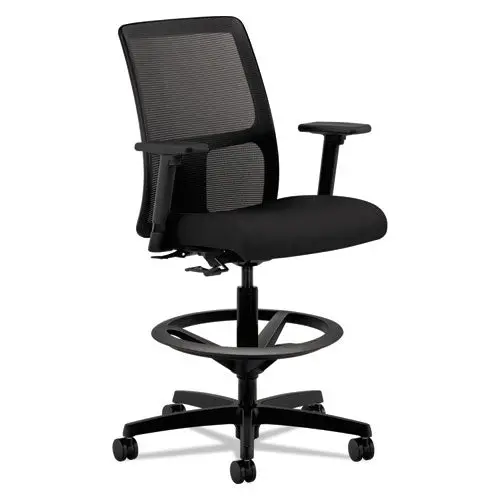 Ignition Series Mesh Low-Back Task Stool, 33" Seat Height, Supports Up To 300 Lbs., Black Seat-Black Back, Black Base 1
