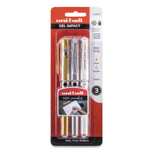 Impact Bold Stick Gel Pen, 1Mm, Assorted Marvelous Metallic Ink-Barrel, 3-Set 1