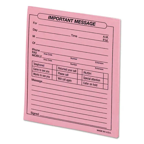 Important Message Pink Pads, 4.25 X 5.5, 50-Pad, Dozen 1