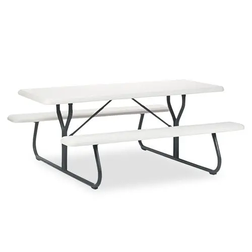 Indestructables Too 1200 Series Resin Picnic Table, 72W X 30D, Platinum-Gray 1