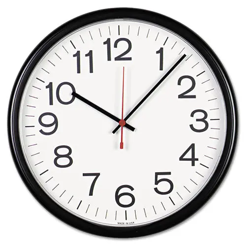 Indoor-Outdoor Round Wall Clock, 13.5" Overall Diameter, Black Case, 1 Aa (Sold Separately) 1