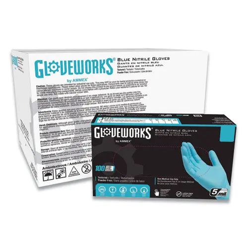 Industrial Nitrile Gloves, Powder-Free, 5 Mil, Blue, Large, 100 Gloves/Box, 10 Boxes/Carton 1
