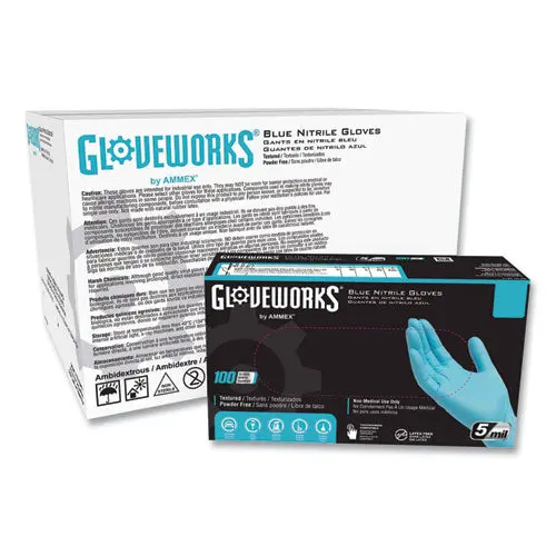 Industrial Nitrile Gloves, Powder-Free, 5 Mil, Blue, X-Large, 100 Gloves/Box, 10 Boxes/Carton 1
