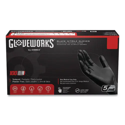 Industrial Nitrile Gloves, Powder-Free, 6 Mil, Small, Black 100 Gloves/Box, 10 Boxes/Carton 1