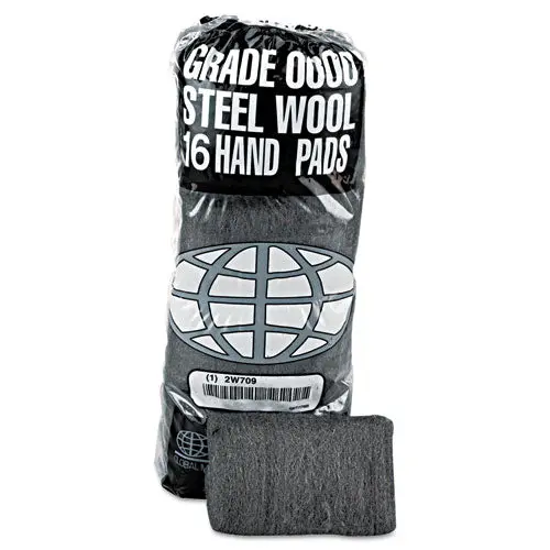 Industrial-Quality Steel Wool Hand Pad, #0000 Super Fine, 16-Pack, 192-Carton 1