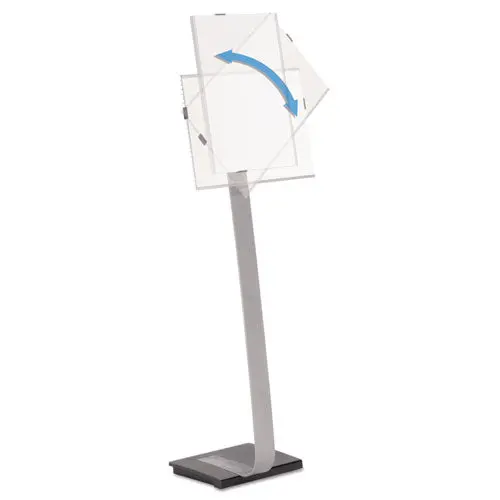 Info Sign Duo Floor Stand, Tabloid-Size Inserts, 15 X 50, Clear 1