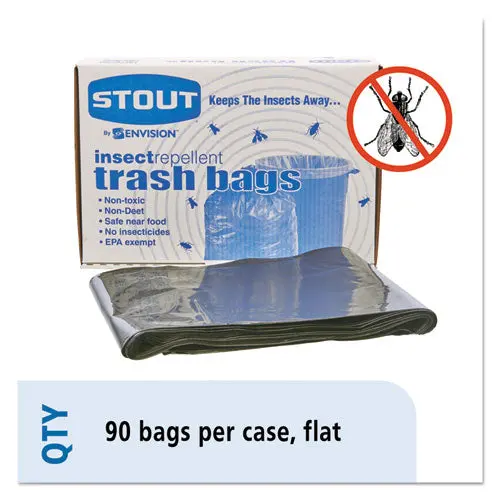 Insect-Repellent Trash Bags, 30 Gal, 2 Mil, 33" X 40", Black, 90-Box 1