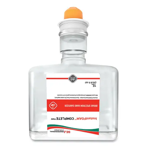 Instantfoam Complete Pure Alcohol Hand Sanitizer, 1 L Refill, Fragrance-Free, 3/Carton 1