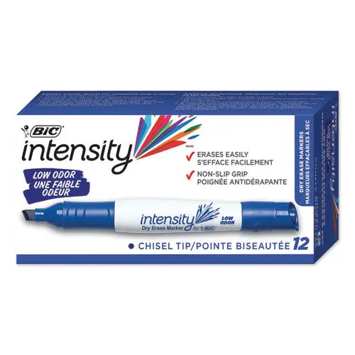 Intensity Low Odor Dry Erase Marker, Broad Chisel Tip, Blue, Dozen 1