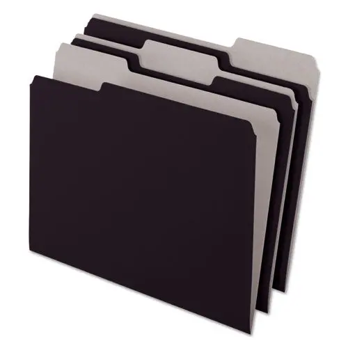 Interior File Folders, 1-3-Cut Tabs, Letter Size, Black-Gray, 100-Box 1