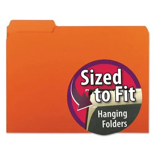 Interior File Folders, 1-3-Cut Tabs, Letter Size, Orange, 100-Box 1