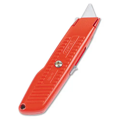 Interlock Safety Utility Knife W-Self-Retracting Round Point Blade, Red Orange 1