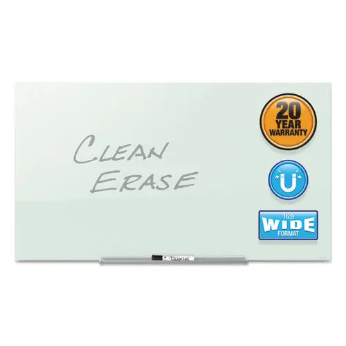 Invisamount Magnetic Glass Marker Board, Frameless, 50" X 28", White Surface 1