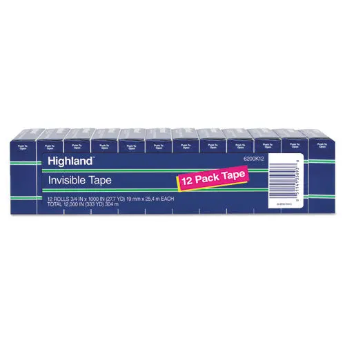 Invisible Permanent Mending Tape, 1" Core, 0.75" X 83.33 Ft, Clear, 12-Pack 1