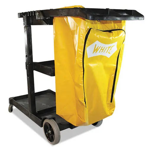 Janitorial Cart, Three-Shelves, 20.5W X 48D X 38H, Yellow 1