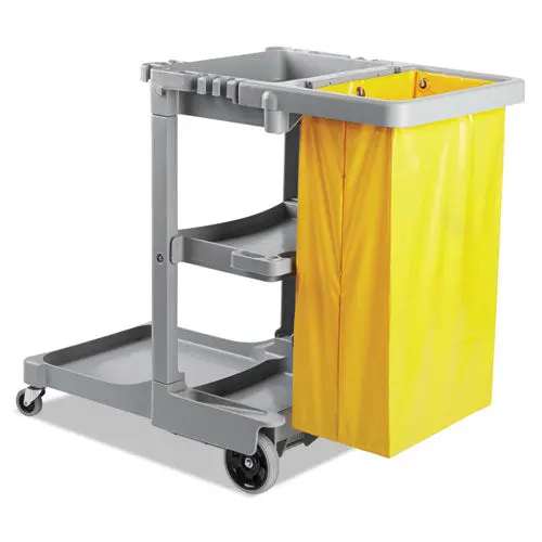 Janitor's Cart, Three-Shelf, 22W X 44D X 38H, Gray 1