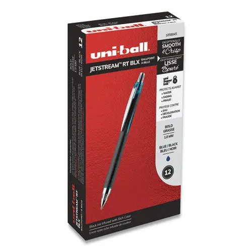 Jetstream Retractable Ballpoint Pen, 1Mm, Blue-Black Ink, Black Barrel 1