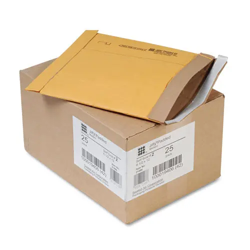 Jiffy Padded Mailer, #2, Paper Lining, Self-Adhesive Closure, 8.5 X 12, Natural Kraft, 25-Carton 1