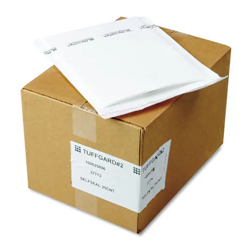 Jiffy Tuffgard Self-Seal Cushioned Mailer, #2, Barrier Bubble Lining, Self-Adhesive Closure, 8.5 X 12, White, 25-Carton 1