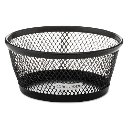 Jumbo Nestable Paper Clip Dish, Wire Mesh, 4 3-8" Diameter X 2" , Black 1