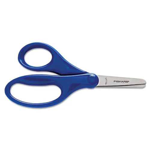 Kids-Student Scissors, Rounded Tip, 5" Long, 1.75" Cut Length, Assorted Straight Handles 1