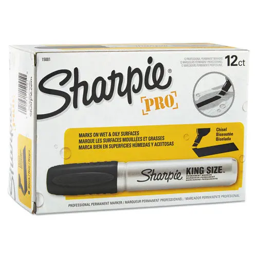 King Size Permanent Marker, Broad Chisel Tip, Black, Dozen 1