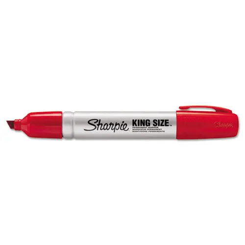 King Size Permanent Marker, Broad Chisel Tip, Red, Dozen 1