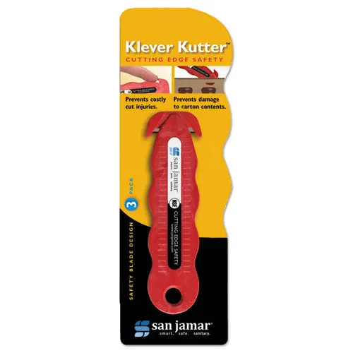 Klever Kutter Safety Cutter, 3 Razor Blades, Red 1